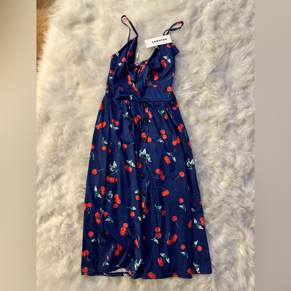 Cherry blue summer dress